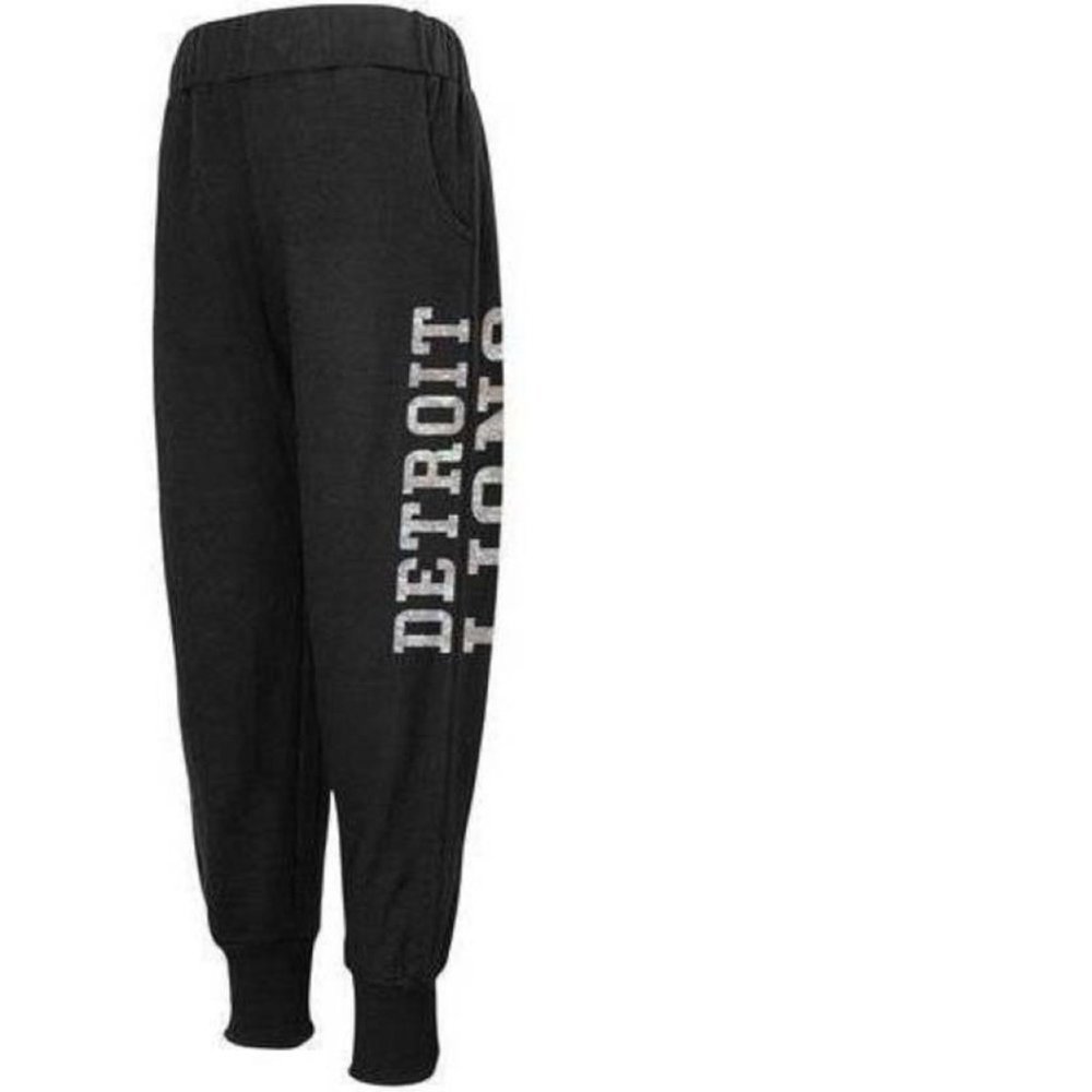 Detroit Lions Joggers 14 Girls Black NFL Football Elastic Waist Tapered Leg